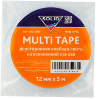 Двухсторонняя клейкая лента/скотч на вспененной основе SOLID Multi Tape 12 мм х 5 м, 1 шт. 383.1205 фото 1