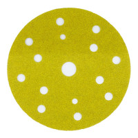 Абразивный круг на липучке 3М 255P+ Hookit (150 мм; 15 отв; Р80; золотой) фото 1